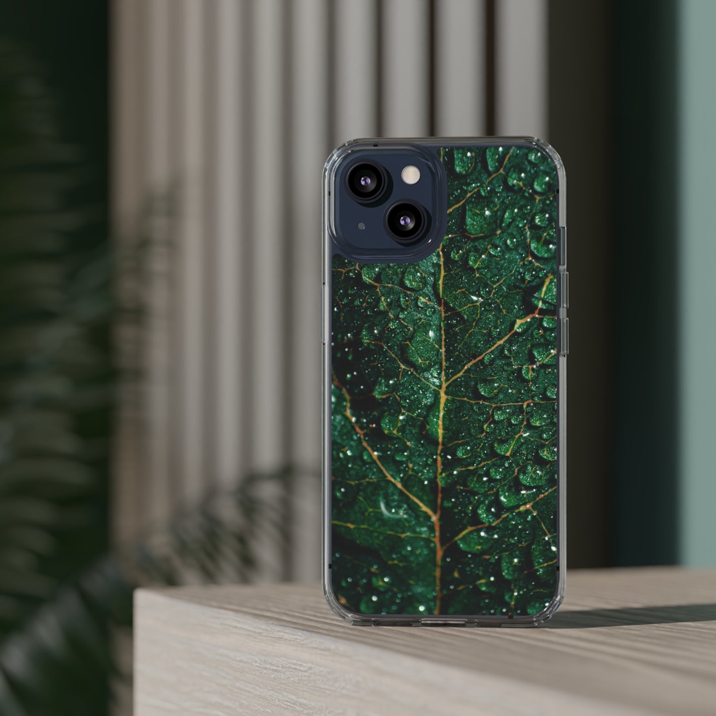 Clear iPhones Case, Wet Leaf (iPhone 11 - iPhone 14)