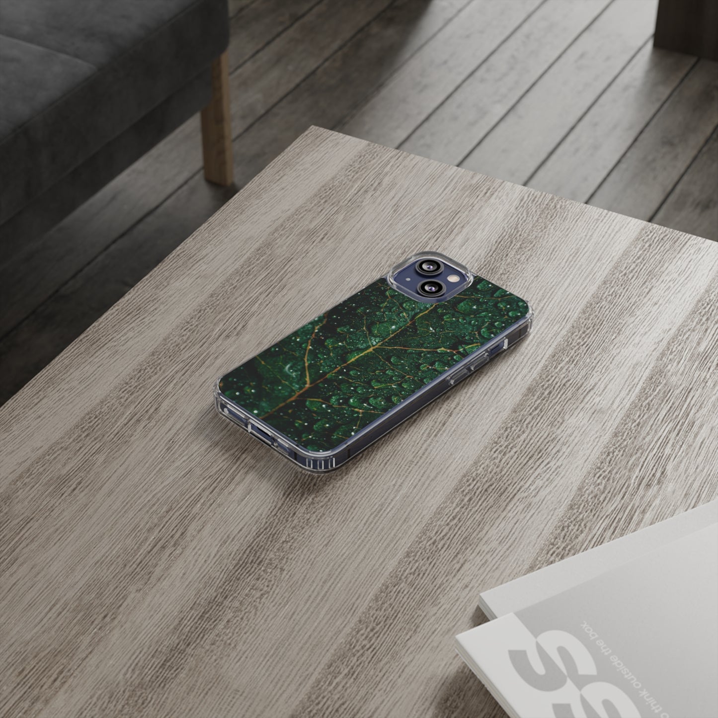 Clear iPhones Case, Wet Leaf (iPhone 11 - iPhone 14)