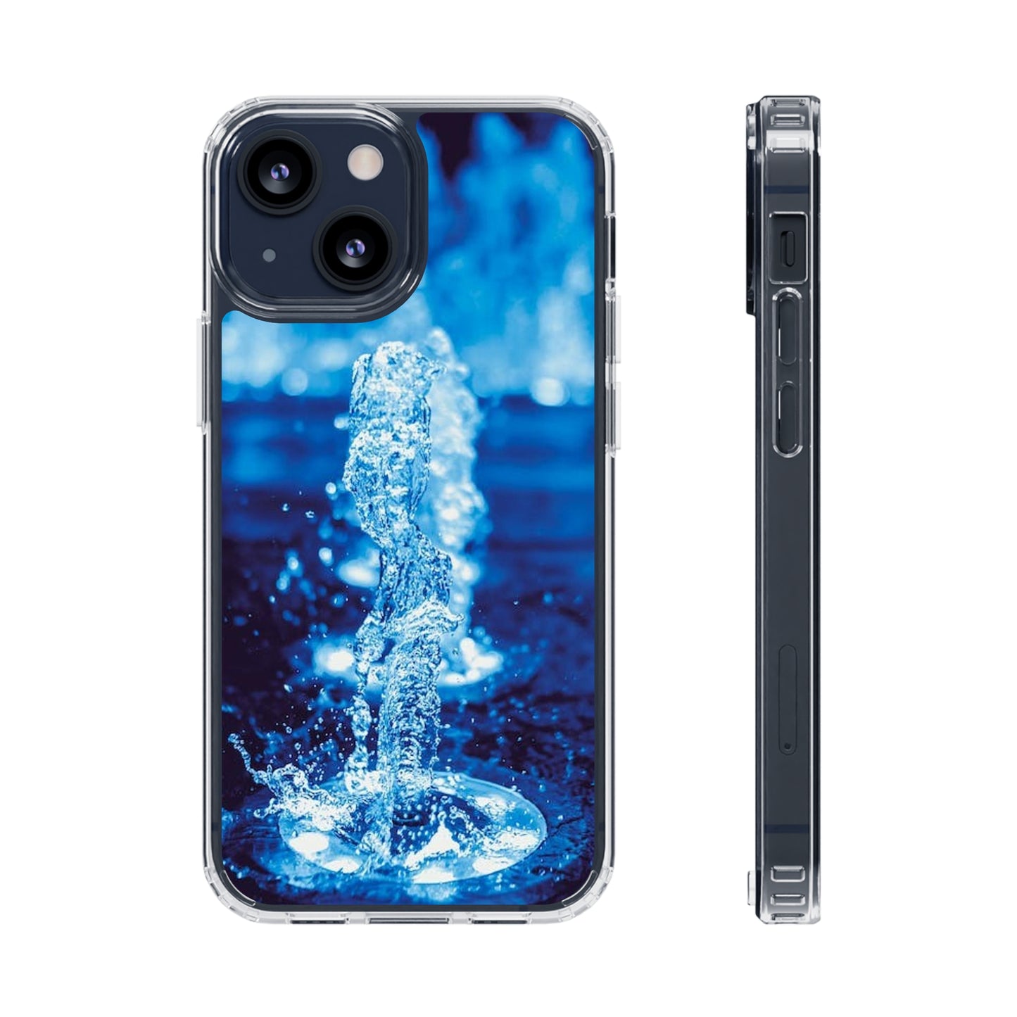 Clear iPhones Case, Blue Splash (iPhone 11 - iPhone 14)