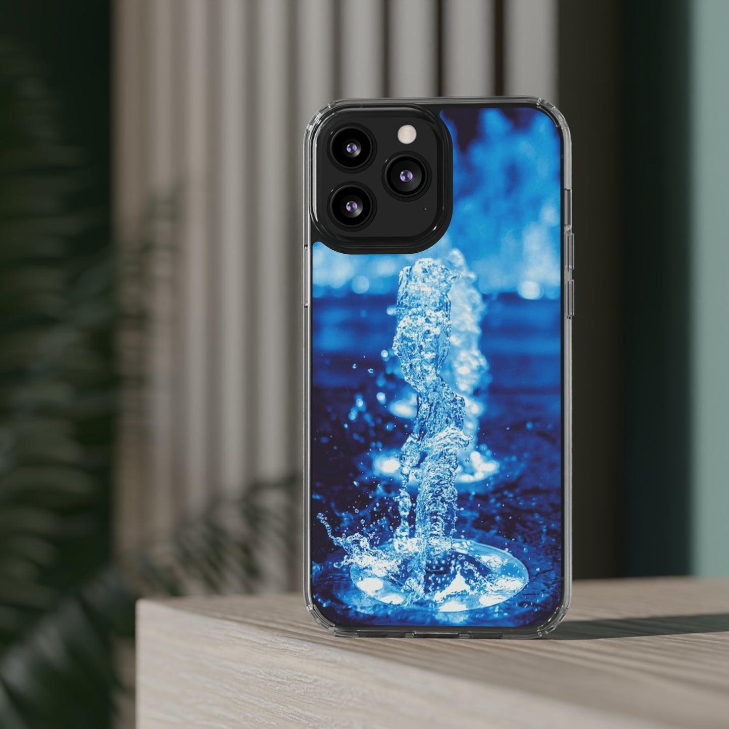 Clear iPhones Case, Blue Splash (iPhone 11 - iPhone 14)