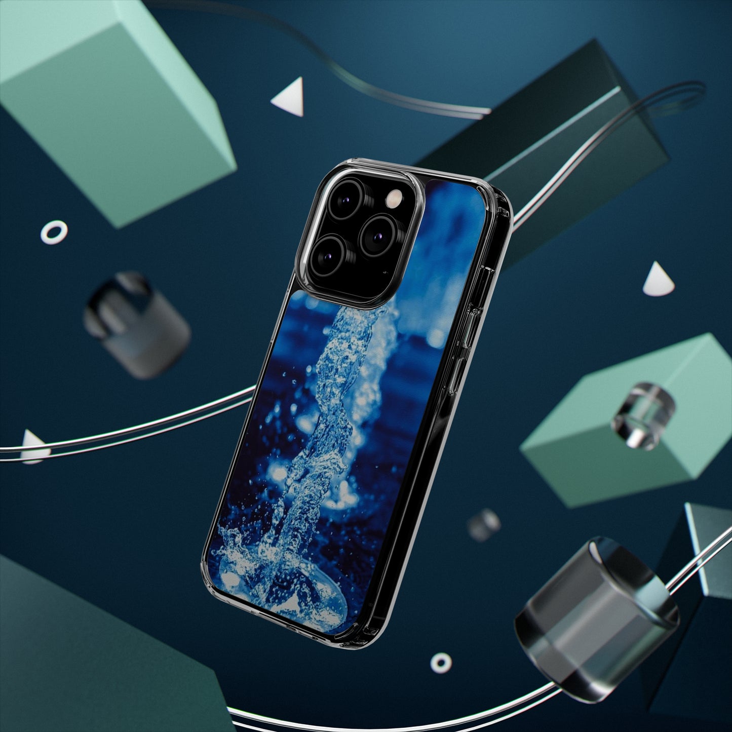 Clear iPhones Case, Blue Splash (iPhone 11 - iPhone 14)