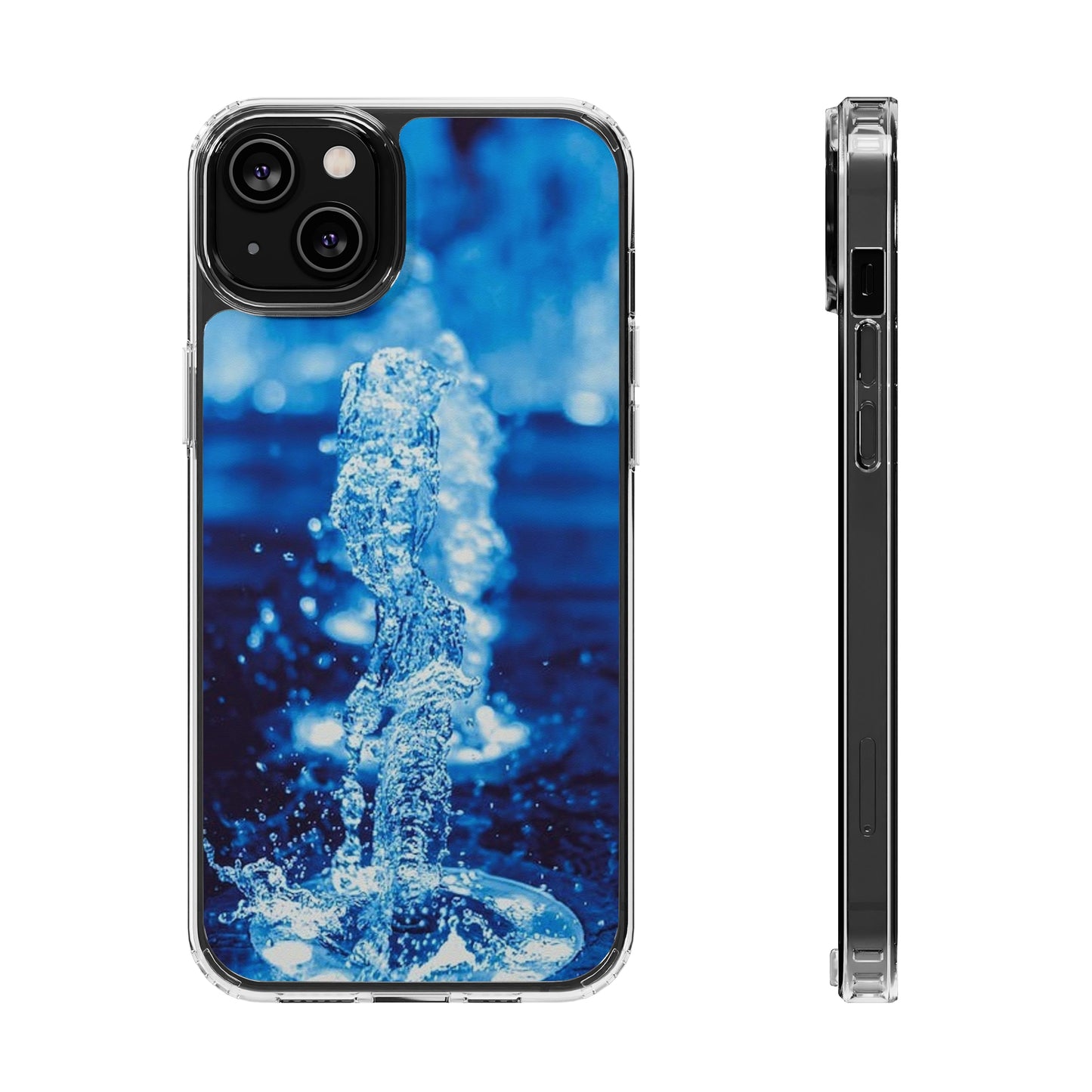 Clear iPhones Case, Blue Splash (iPhone 11 - iPhone 14)