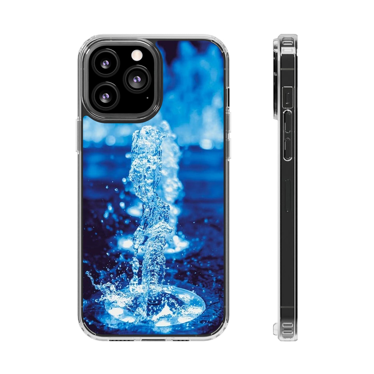 Clear iPhones Case, Blue Splash (iPhone 11 - iPhone 14)