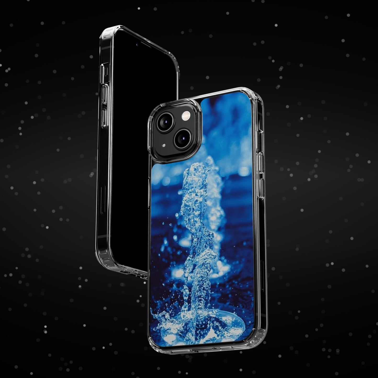 Clear iPhones Case, Blue Splash (iPhone 11 - iPhone 14)