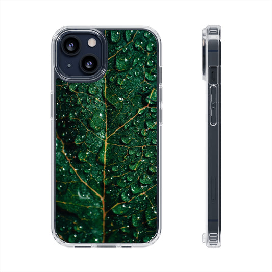 Clear iPhones Case, Wet Leaf (iPhone 11 - iPhone 14)