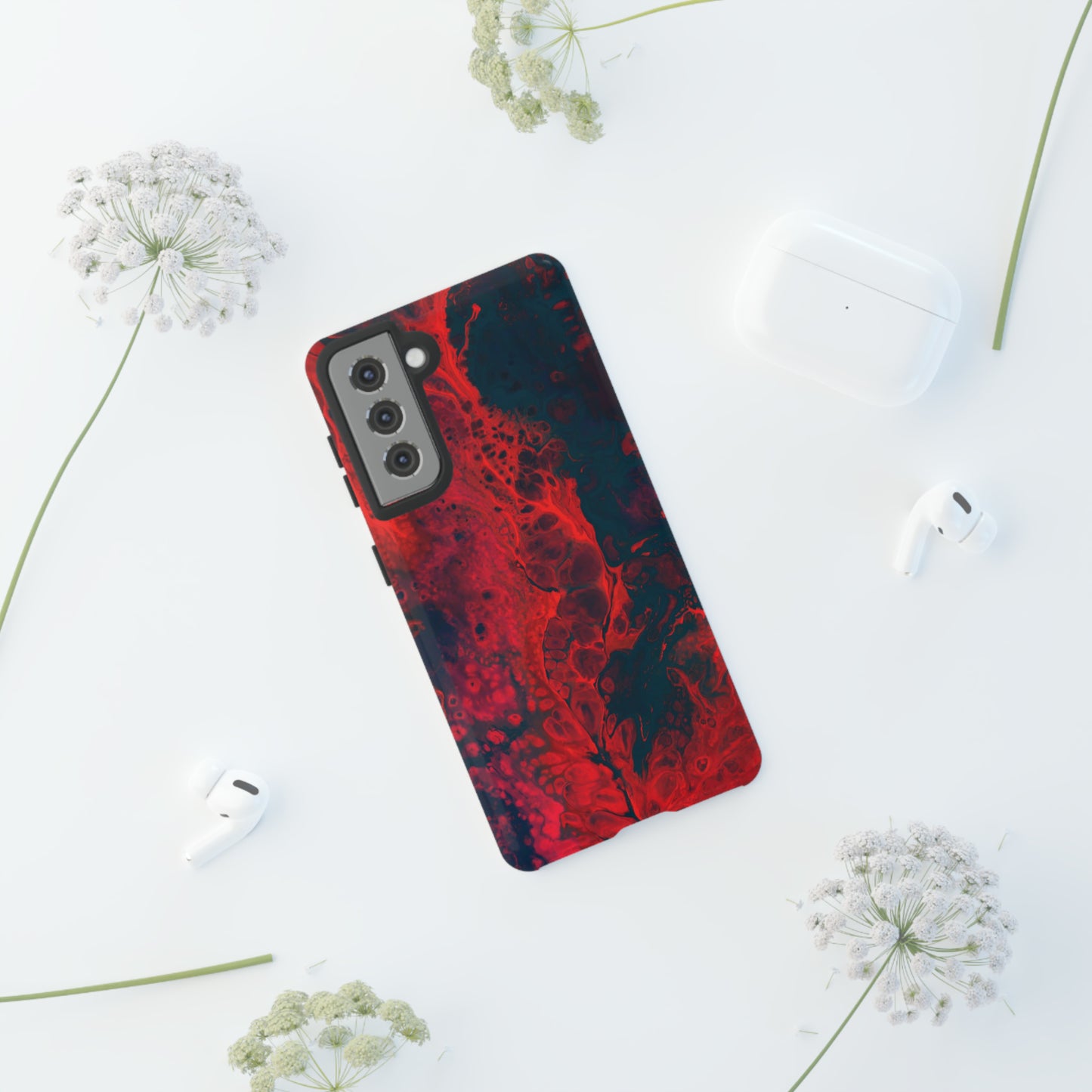 Samsung Case, Red Waves (Samsung S10 - Samsung S23)