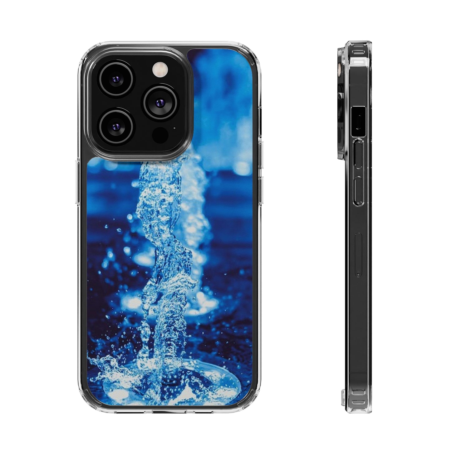 Clear iPhones Case, Blue Splash (iPhone 11 - iPhone 14)