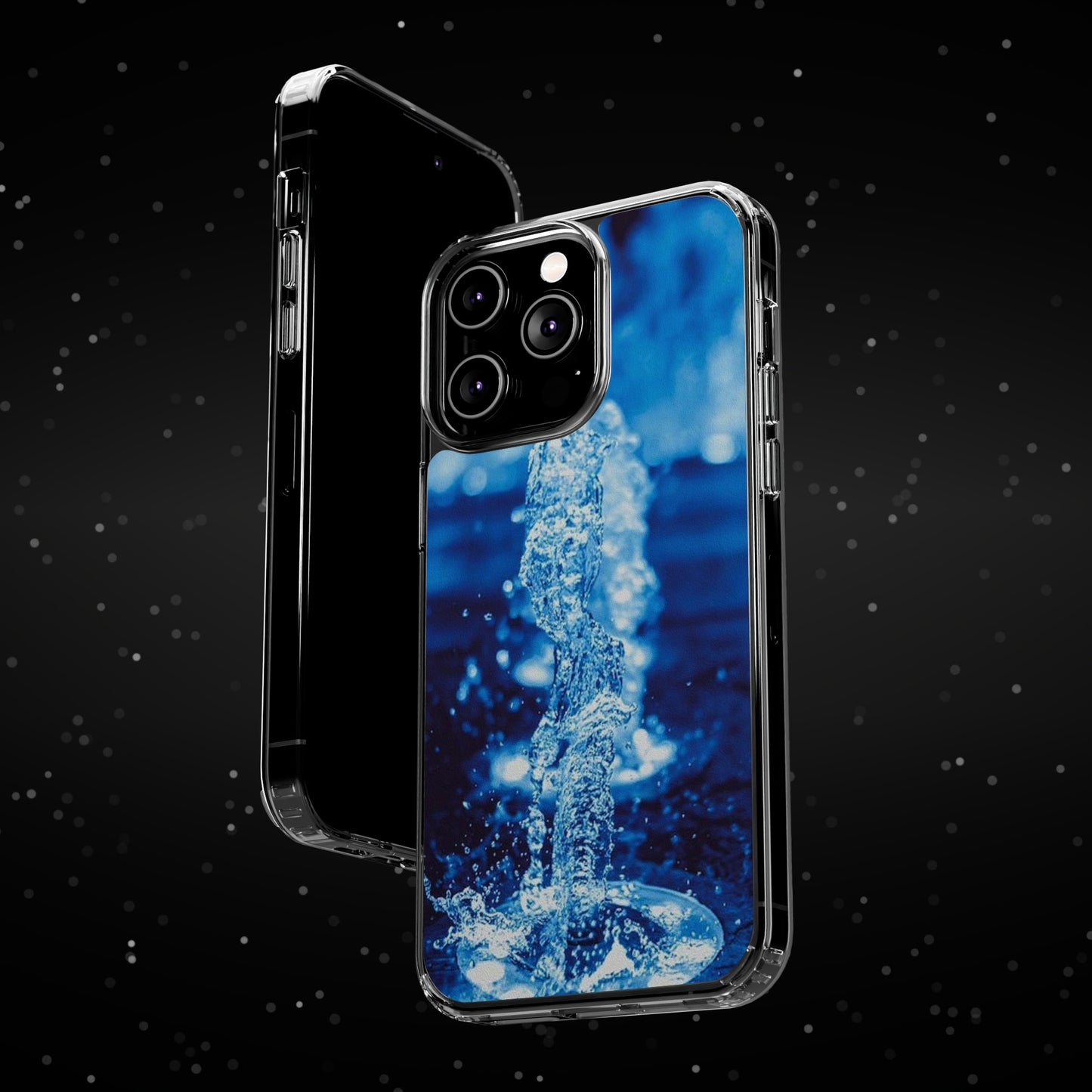 Clear iPhones Case, Blue Splash (iPhone 11 - iPhone 14)