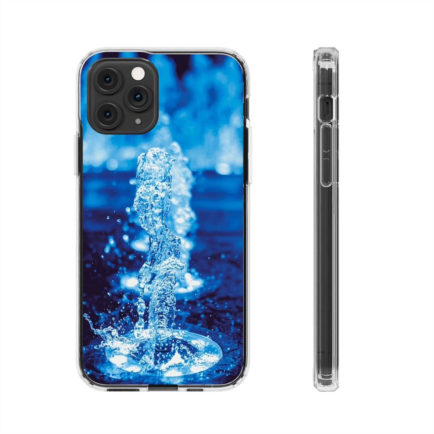 Clear iPhones Case, Blue Splash (iPhone 11 - iPhone 14)