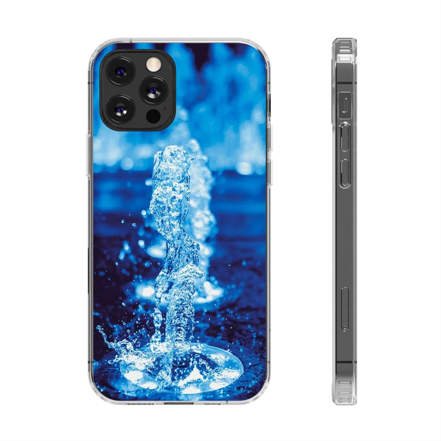 Clear iPhones Case, Blue Splash (iPhone 11 - iPhone 14)