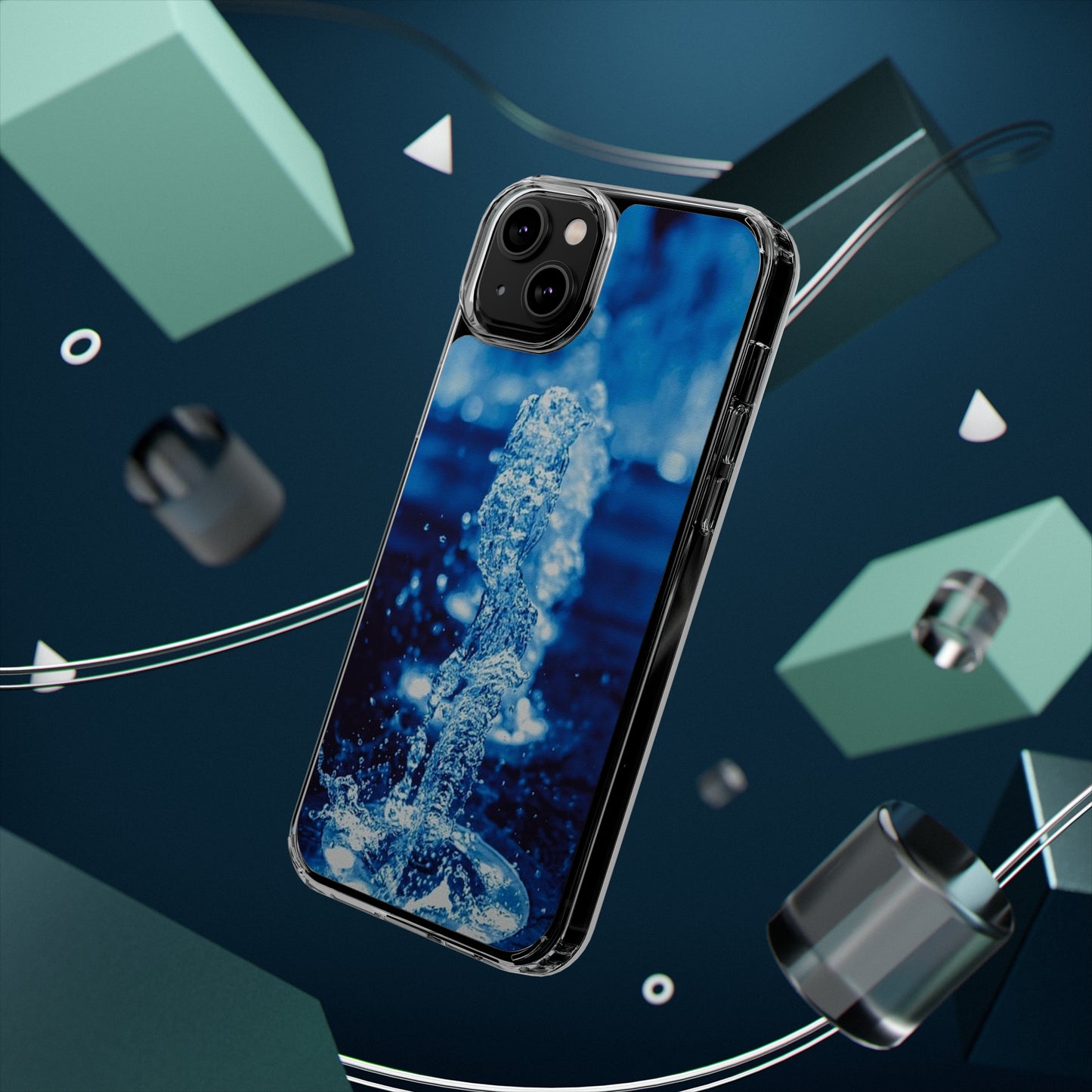 Clear iPhones Case, Blue Splash (iPhone 11 - iPhone 14)