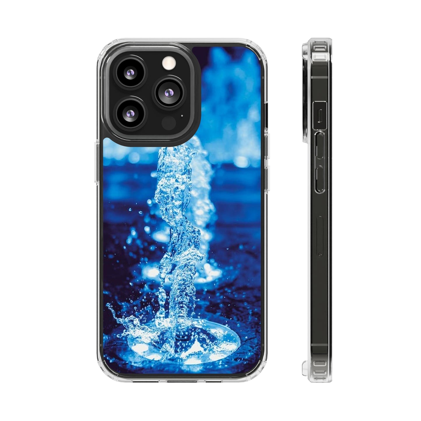 Clear iPhones Case, Blue Splash (iPhone 11 - iPhone 14)