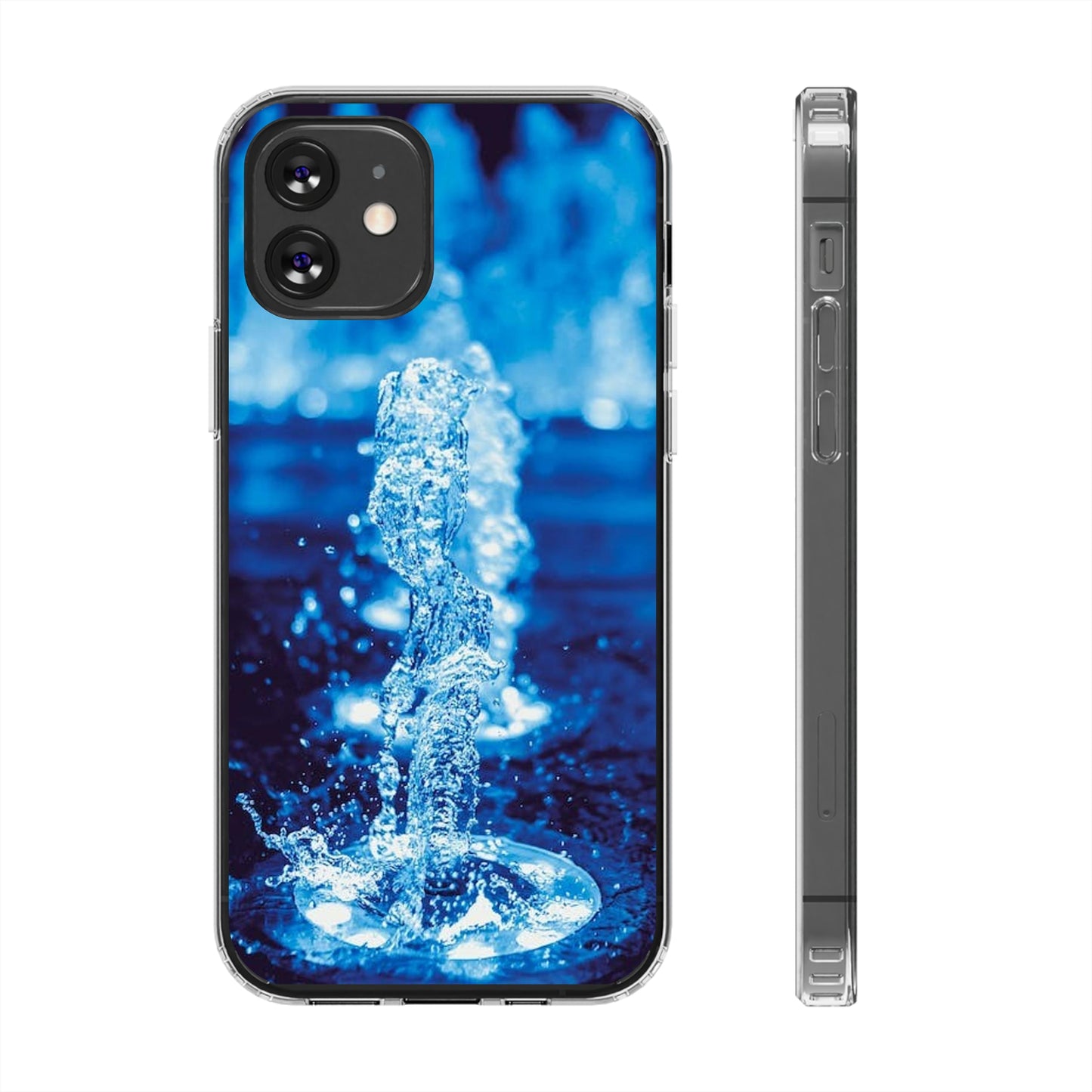 Clear iPhones Case, Blue Splash (iPhone 11 - iPhone 14)