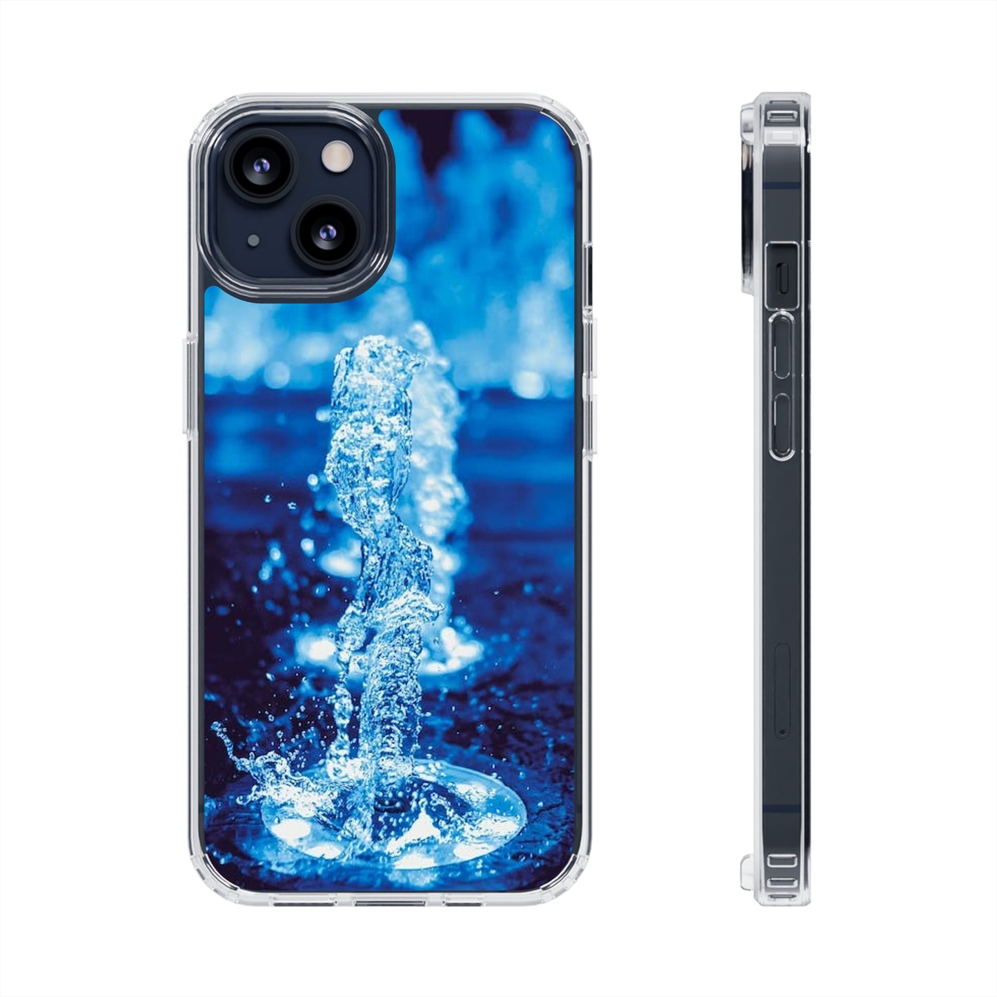 Clear iPhones Case, Blue Splash (iPhone 11 - iPhone 14)