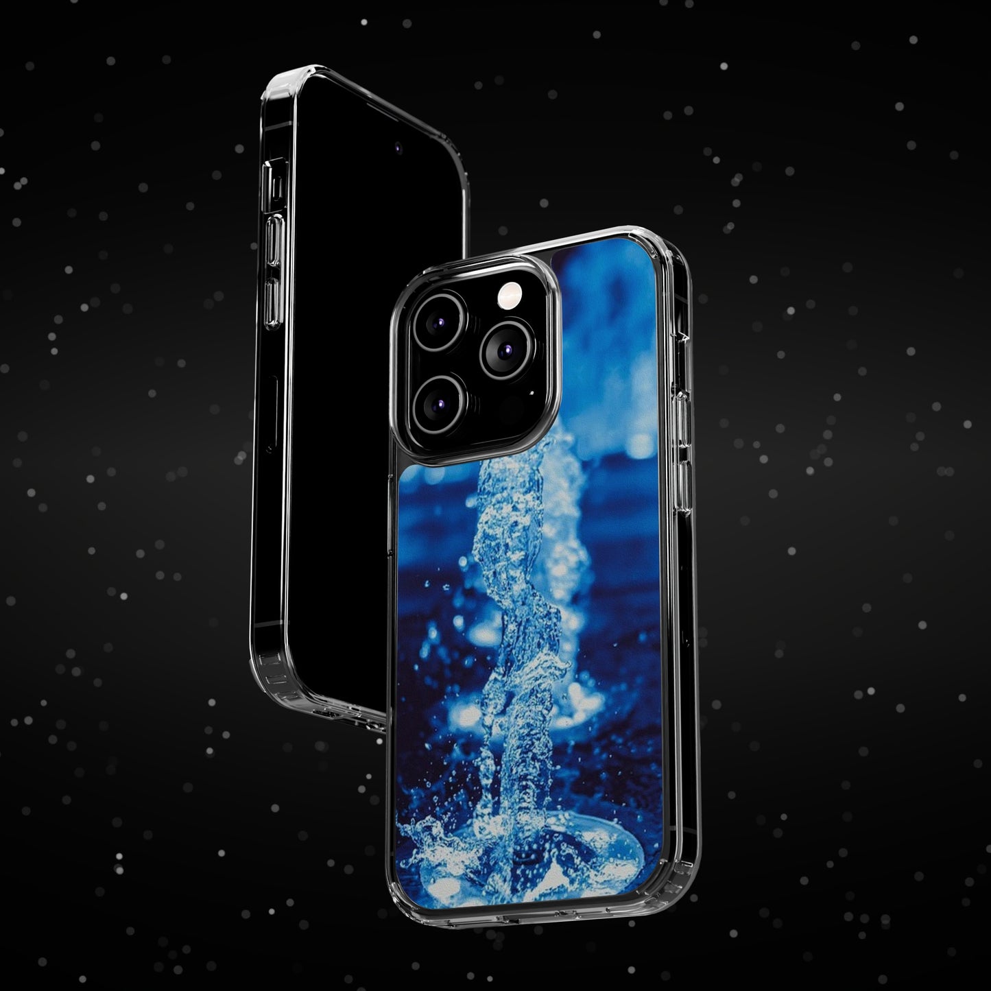 Clear iPhones Case, Blue Splash (iPhone 11 - iPhone 14)