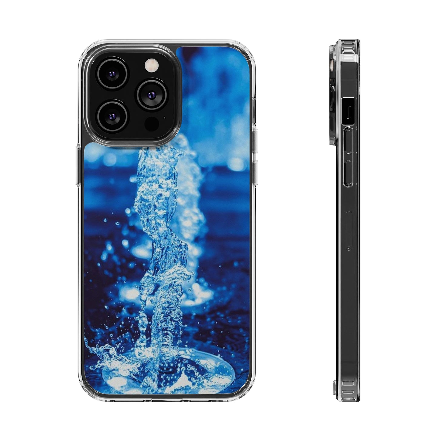 Clear iPhones Case, Blue Splash (iPhone 11 - iPhone 14)