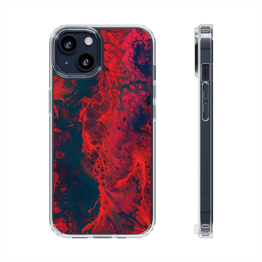 Clear iPhones Case, Red Waves (iPhone 11 - iPhone 14)