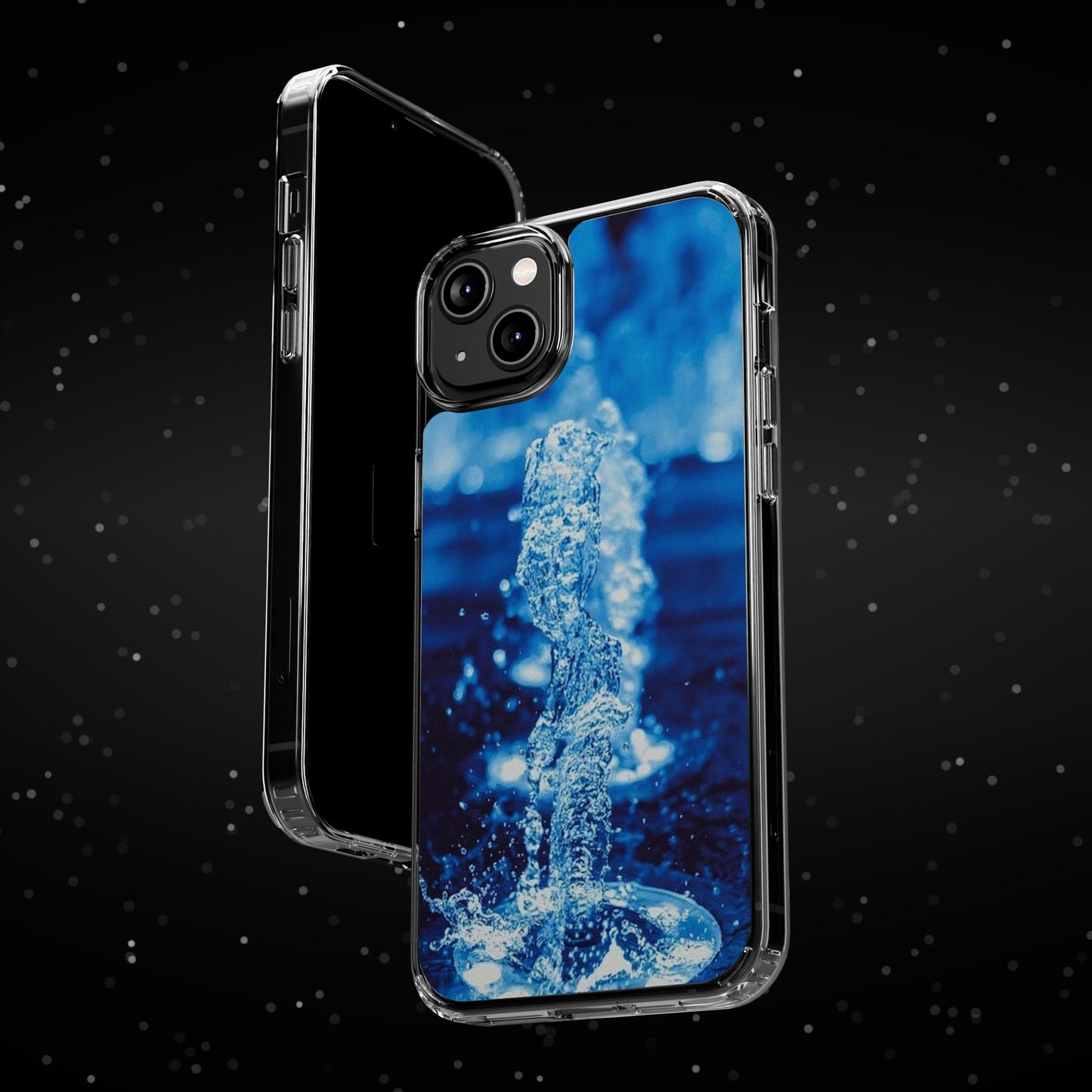 Clear iPhones Case, Blue Splash (iPhone 11 - iPhone 14)