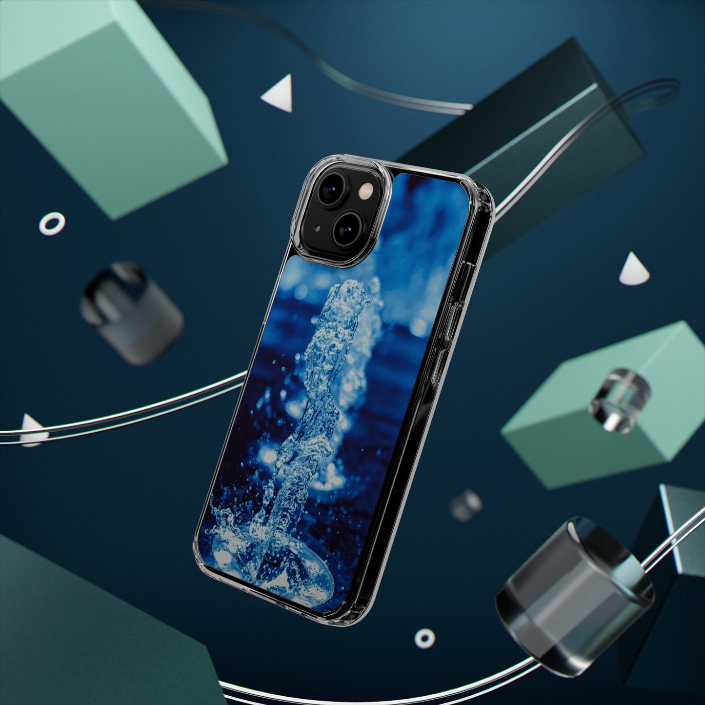 Clear iPhones Case, Blue Splash (iPhone 11 - iPhone 14)